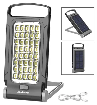Obrázok produktu pre Prenosná LED lampa Alcapower 500 lm, batéria 4500 mAh, USB-C, solárny panel, 40 SMD 5730, svetlo 6500 K, s možnosťou stmievania