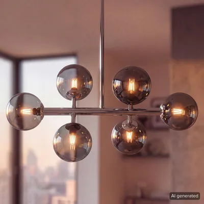 Produktbild von home24 Deckenleuchte - 6-flammig - Metall / Glas