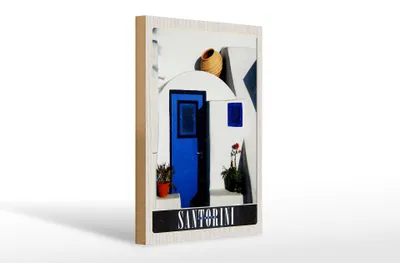 Produktbild von Holzschild Reise 20x30cm Santorini Griechenland Urlaub Strand