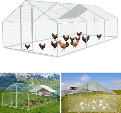 Image de Enclos 3x6x2m - Poulailler en métal 18 m² avec porte et verrou