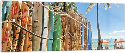 Produktbild von Bilder auf glas - Einteilig - Board Surfen Strand - 140x50cm - Glasbilder - Wandbilder - Bilder - zum Aufhängen bereit - Wanddekoration aus Glas - Glas Bilder - Wandbild auf Glas - GAB140x50-4165