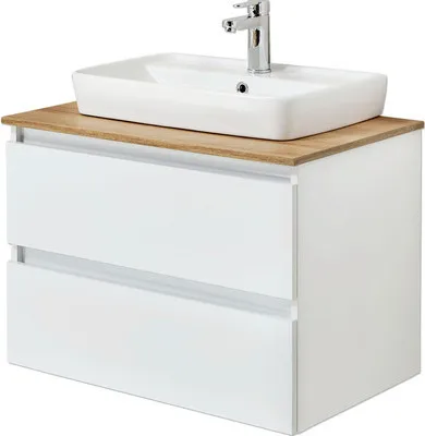 Produktbild von Pelipal Badmöbel-Set Quickset 360 BxHxT 78 x 64,2 x 50 cm Frontfarbe weiß mit Keramik-Waschtisch weiß 360.078002