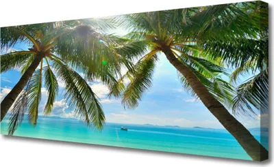 Produktbild von Tulup Leinwand-Bilder 125x50 Wandbild Canvas Kunstdruck Palmen Meer Landschaft