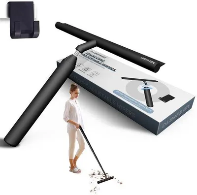 Obrázok produktu pre Stierka do sprchy – čierna silikónová stierka na vodu – sklo, dlaždice, zrkadlá, okná – 2 v 1
