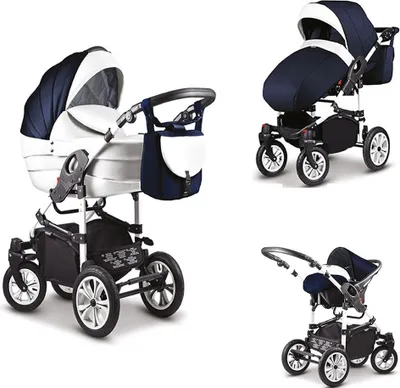Produktbild von Kinderwagen-Set Craft 4 in 1 in Navy-Weiß - 16 Teile - in 18 Farben erhältlich