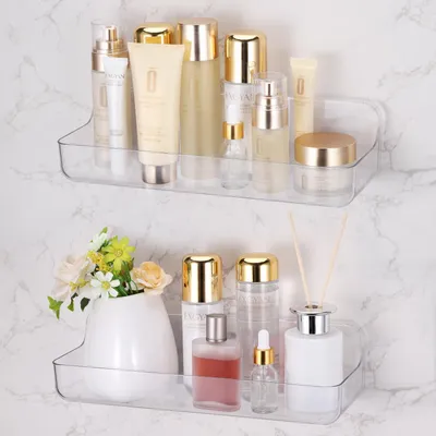 Image de 2 étagères de douche - Organisateur de salle de bain en acrylique, sans perçage