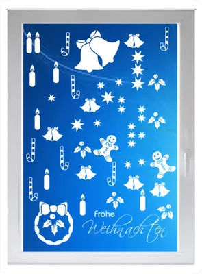 Produktbild von INDIGOS UG - Frohe weihnachten - Farbe: weiss - 96x55 cm - Sichtschutzfolie - Fensterfolie - Glasdekorfolie - für die Küche, Frohe weihnachten ans Fenster