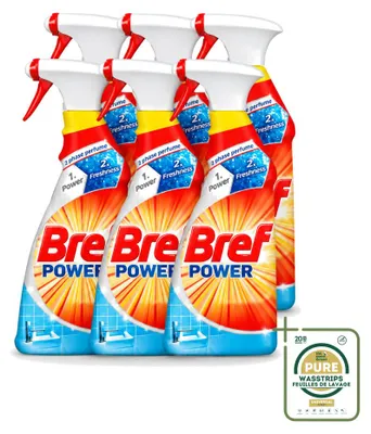 Produktbild von 6 x Bref Power Badreiniger - Anti-Kalk & Schmutz - 750 ml - Vorratspackung - 6 Stücke