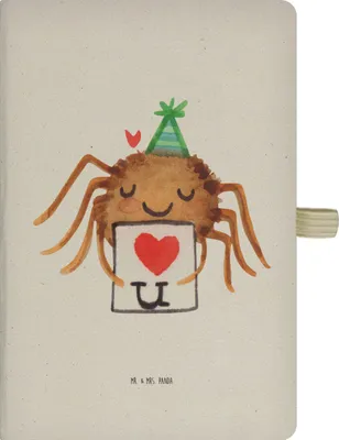 Produktbild von Mr. & Mrs. Panda Adressbuch Spinne Agathe Brief - Transparent - Geschenk, notizbuch, Verliebt, Liebespaar, a4, Ich Liebe Dich, Journal, Kladde, Treuetest, Tagebuch