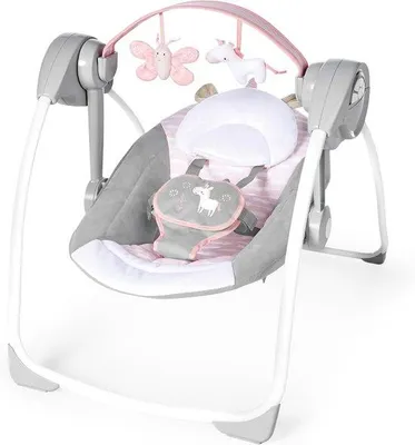 Productafbeelding van Draagbare Babyschommel met Vlinder en Eenhoorn, Roze
