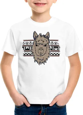 Produktbild von style3 Alpaca Muster Kinder T-Shirt aztek lama alpaka nerd hipster einhorn