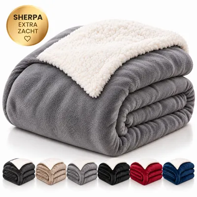 Immagine prodotto di Komfortec coperta accogliente 220x240 cm, coperta in pile soffice certificata Oeko-TEX, caldo copridivano in sherpa, spessa coperta per divano, grigio