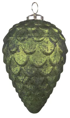 Imagen del producto de Adorno navideño de vidrio, marca Clayre & Eef, forma de esfera, diámetro de 9 cm, color verde