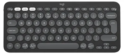 Produktbild von Logitech Pebble Keys 2 K380s, Mini, Kabellos, Bluetooth, Scherenschalter, QWERTY, Graphit