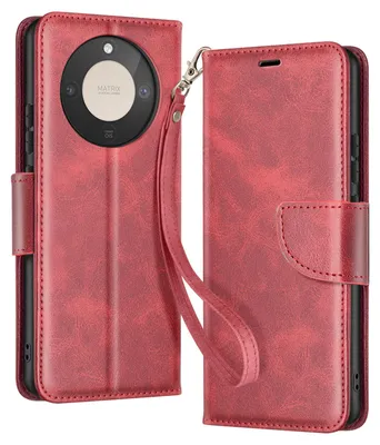 Image de Avizar, étui portefeuille rétro avec support pour Honor Magic 8 Lite, rouge