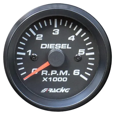 Image de Compteur de régime SIMONI RACING TM/BD Black Line, 2 pouces, plage de 0 à 6000 tr/min, pour véhicules diesel
