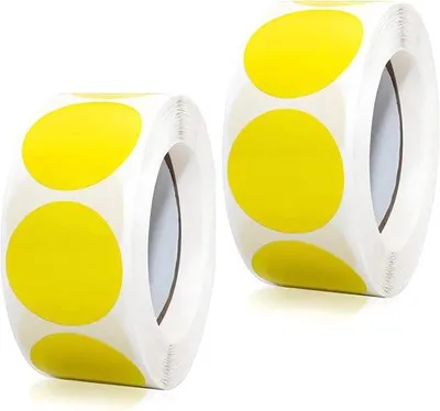 Image de Étiquettes de prix rondes, autocollantes et de couleur jaune, 25 mm, 500 par rouleau