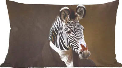 Produktbild von MuchoWow® Zierkissen Sofakissen Wohnzimmer Dekokissen 60x40 cm Alte Meister - Zebra - Kunst - Kopfkissen - Polster mit Foto