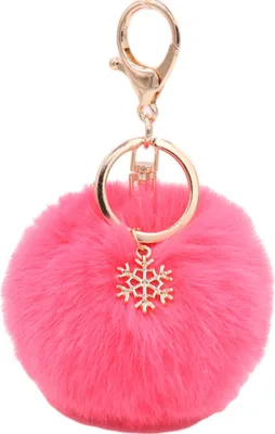 Produktbild von Schneeflocke Flauschiger Bommelball Schlüsselanhänger Ringhalter Autotasche Ornament Schlüsselanhänger-Orange Rot**