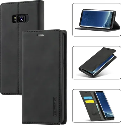 Image de Galaxy S8 Étui en cuir avec fonction support et porte-cartes, étui design pour Samsung Galaxy S8 noir