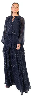 Produktbild von Anaya with Love Women's Maxi Dress Ladies Sheer Long Sleeves Tie Front High Neck