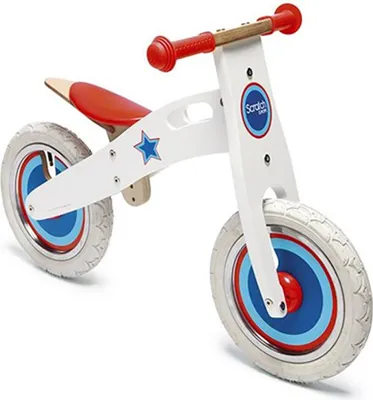 Produktbild von Scratch Holz Kinder-Laufrad Weiß mit Stern höhenverstellbar bis 30 kg