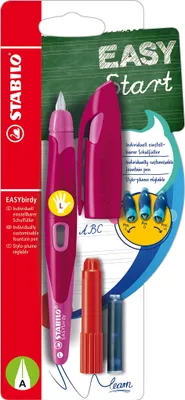 Produktbild von Ergonomischer Schulfüller für Linkshänder mit Anfänger-Feder A - STABILO EASYbirdy in beere/pink - Einzelstift - inklusive Patrone und Einstellwerkzeug