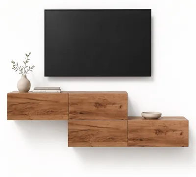 Produktbild von WEST TV-Lowboard 2x 140 cm, wandhängend, mit Stauraum, versetzt montierbar, Gold Eiche