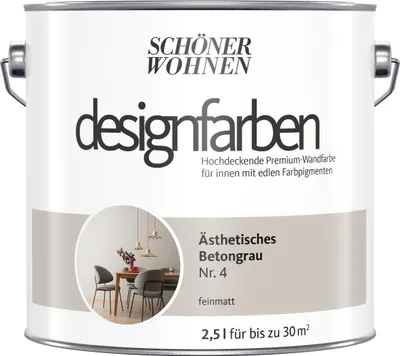 Produktbild von Schöner Wohnen Designfarben 2,5 Ltr. Ästhetisches Betongrau Nr. 4