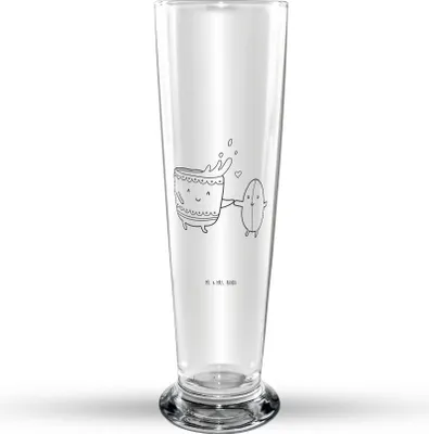 Produktbild von Mr. & Mrs. Panda Bierglas Kaffee Bohne - Transparent - Geschenk, Bier Glas, Trinkglas, Glasbierglas, Zufriedenheit, Glasbecher, Genuss, Kaffeebohne, Lustige Sprüche