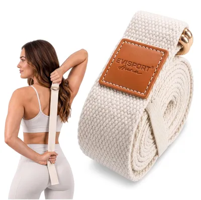 Obrázek produktu pro EVI SPORT Aura Align Off White pás na jógu 3 m, bavlna, D-kroužky, přírodní bílý