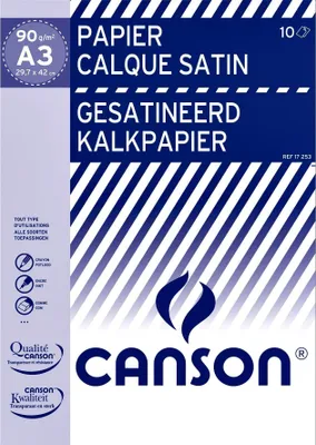 Image de Canson - Papier calque satiné 10 feuilles 90 g A3 translucide