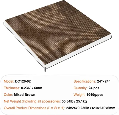 Obrázek produktu pro Kobercové dlaždice, Modulární design, Snadná instalace, 24x24inHnědá24ks