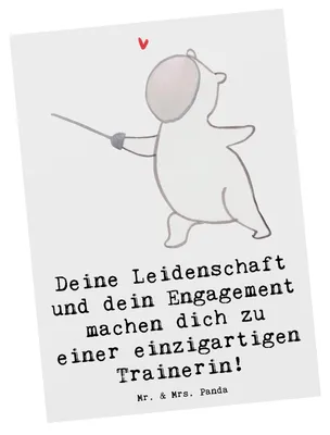 Produktbild von Mr. & Mrs. Panda Postkarte Fechten Trainerin Einzigartig - Weiß - Geschenk, Postkarten, Training, bildkarte, Inspiration, Ansichtskarte, Sportarten, einzigartige, Hingabe