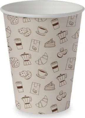 Zdjęcie produktu dla Kubek papierowy z plastikiem do kawy herbaty 300 ml z nadrukiem 50 szt