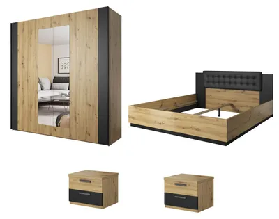Immagine prodotto di Camera da letto completa Sigma 4 pezzi rovere Artisan nero (18123)