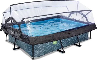 Produktbild von EXIT Stone Pool 220x150x65cm mit Filterpumpe und Abdeckung - grau