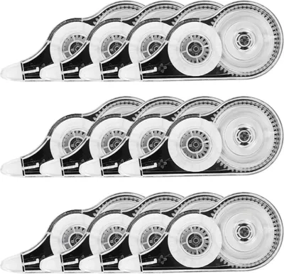 Produktbild von 12er Korrekturband Set 12m x 5mm Korrekturroller für Kinder Schüler Büro Zuhause Schule Schwarz