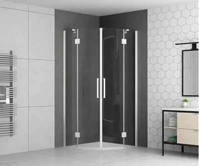 Obrázek produktu pro Čtvrtkruhový sprchový kout form&style ROMALLO 90 x 90 cm barva rámu bílá dekor skla čiré sklo