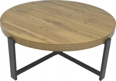 Zdjęcie produktu dla Stolik kawowy okrągły do salonu sypialni loft 80cm dąb