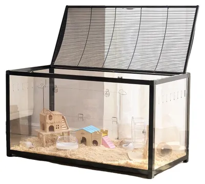 Image de Cage pour hamster VEVOR, habitat transparent pour hamster, vue à 360° Cage pour petits animaux, 96x47x55cm, cage pour souris, maison portable pour hamster, souris, cochons d'Inde