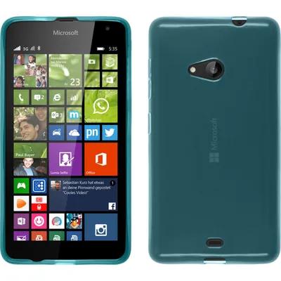 Produktbild von PhoneNatic Case kompatibel mit Microsoft Lumia 535 - türkis Silikon Hülle transparent + 2 Schutzfolien