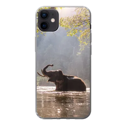 Produktbild von MuchoWow® Handyhülle Schutzhülle Hülle für iPhone 12 mini Elefant - Wasser - Tiere - Bäume - Sonne Silikon Softcase Handy Hülle - Bild