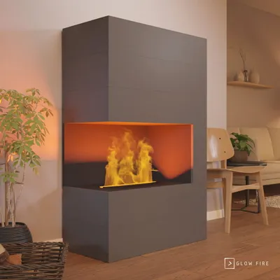 Produktbild von GLOW FIRE Elektrokamin 'Tucholsky Left Corner' | Wasserdampf Kamin mit OMC 500 ohne Holz in schwarz | HxBxT: 140x90x45 cm