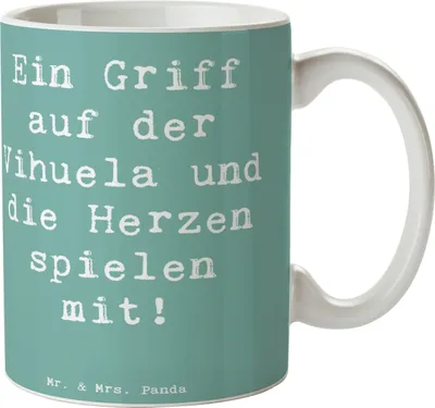 Produktbild von Mr. & Mrs. Panda Tasse Spruch Vihuela Herzklang - Meeresbrise - Geschenk, historische Musik, Saiteninstrument, Musikliebhaber, Lernen, Instrument, Kaffeetasse, Teebecher