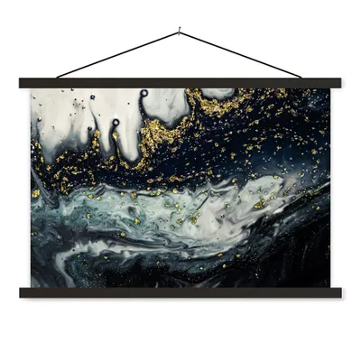 Produktbild von MuchoWow® Textilposter Marmor - Abstrakt - Gold - Luxus 60x40 cm mit schwarzem Rahmen - Hölzernes