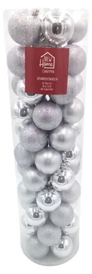 Image de Boules d'arbre de Noël argent 55 pcs Décorations d'arbre de Noël
