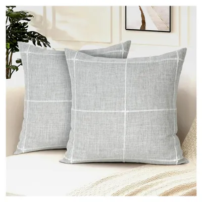 Produktbild von Kissenbezug 45x45 2er Set Boho Deko Kissenbezüge Grau Dekorative Leinen Sofakissen Zierkissenbezug Moderne Dekokissen Kissenhülle für Sofa Auto Schlafzimmer Zuhause Dekor