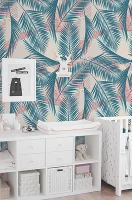 Produktbild von Coloray Fototapete 152x104 cm Vlies-Fototapete - Tropic Palm Blatt Pastell