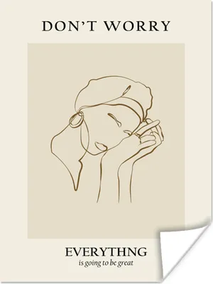 Produktbild von MuchoWow® Poster Frau - Linienkunst - Zitate - Text 90x120 cm - Wohnzimmer